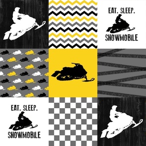 Eat Sleep Snowmobile//Yellow - Wholecloth Cheater Quilt