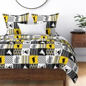 Eat Sleep Snowmobile//Yellow - Wholecloth Cheater Quilt - Rotated