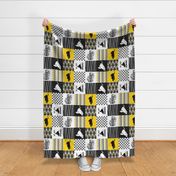 Eat Sleep Snowmobile//Yellow - Wholecloth Cheater Quilt - Rotated