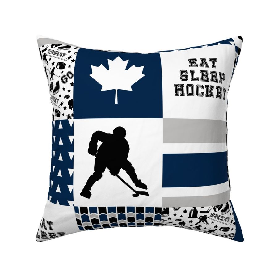 Eat Sleep Hockey//Canada - Wholecloth Cheater Quilt