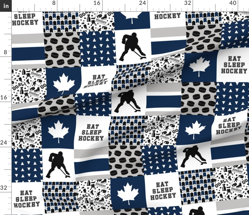 Eat Sleep Hockey//Canada - Wholecloth Fabric | Spoonflower