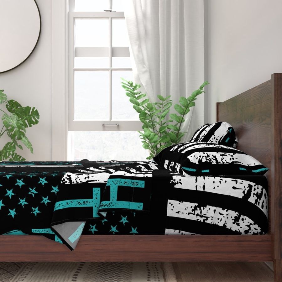 Fight//Cervical/Ovarian Cancer//US Flag - 2 Yard Layout (MINKY)