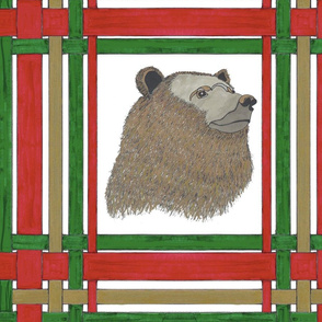 Gold Bear in Christmas Plaid
