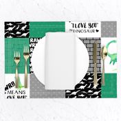 Dinosaur//Rawr means I love you//Green - Wholecloth Cheater Quilt