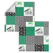 Dinosaur//Rawr means I love you//Green - Wholecloth Cheater Quilt