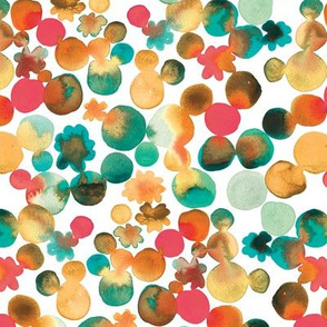 Dotty Floral in Amber and Emerald