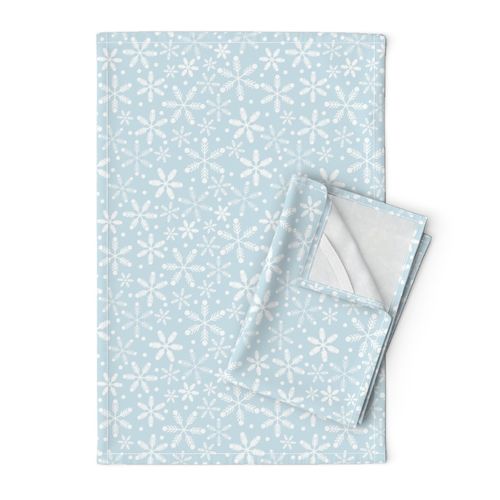 Modern Chilled Snowflakes - Festive Winter Line Art in White and Pale Blue