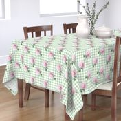 Seaside Garden Roses Gingham basil