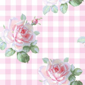 Seaside Garden Roses Gingham sorbet