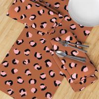 Trendy leopard print animals fur modern Scandinavian style raw brush  abstract copper pink black autumn LARGE