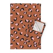 Trendy leopard print animals fur modern Scandinavian style raw brush  abstract copper pink black autumn LARGE