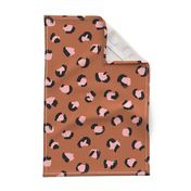 Trendy leopard print animals fur modern Scandinavian style raw brush  abstract copper pink black autumn LARGE