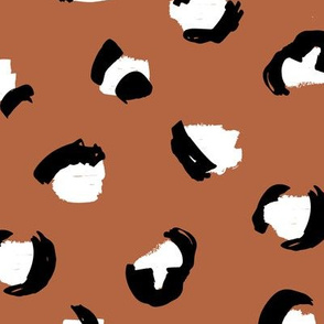 Trendy panther print animals fur modern Scandinavian style raw brush  abstract copper black and white LARGE