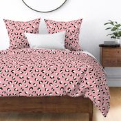 Trendy panther print animals fur modern Scandinavian style raw brush  abstract pink black and white LARGE