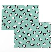 Trendy panther print animals fur modern Scandinavian style raw brush  abstract mint black and white LARGE