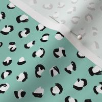 Trendy panther print animals fur modern Scandinavian style raw brush  abstract mint black and white SMALL