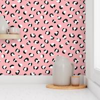 Trendy panther print animals fur modern Scandinavian style raw brush  abstract pink black and white SMALL