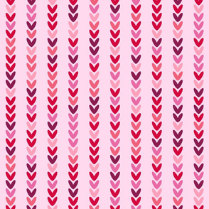 Pink hearts knit stripes Valentine's