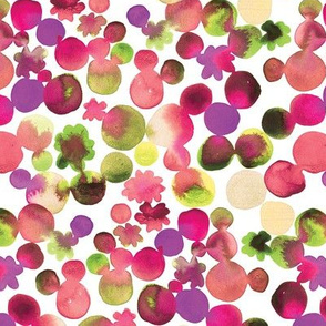 Dotty Floral in Pinks and Green