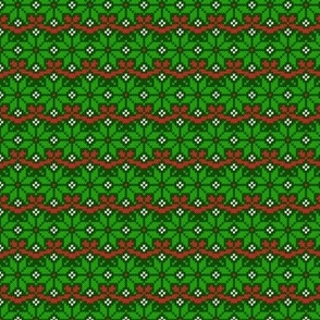 Tiny small knit Christmas fair isle green red dog bandana Fabric