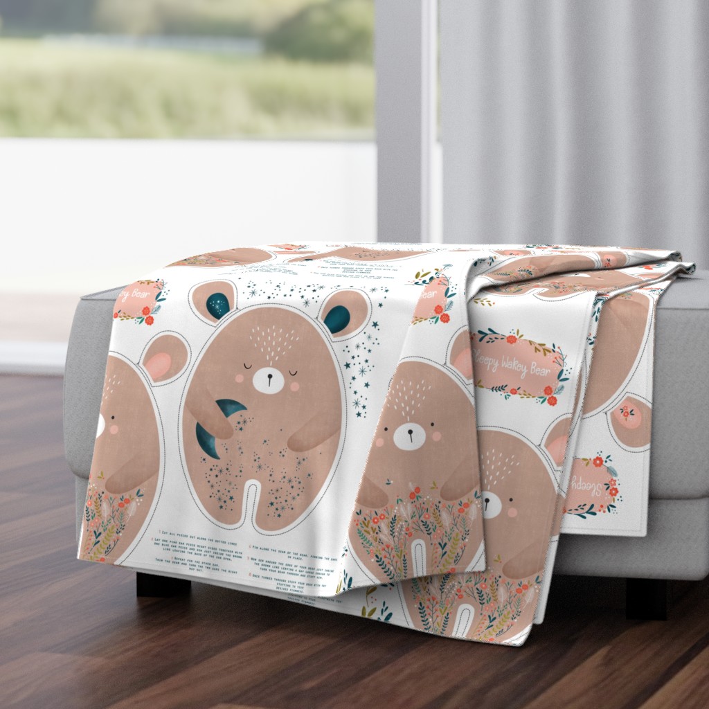 Sleepy Wakey Bear DIY fat quarter