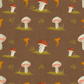 Mushroom Pattern Simple Repeat-Brown