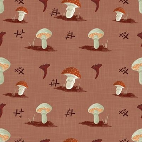 Mushroom Pattern Simple Repeat-Red