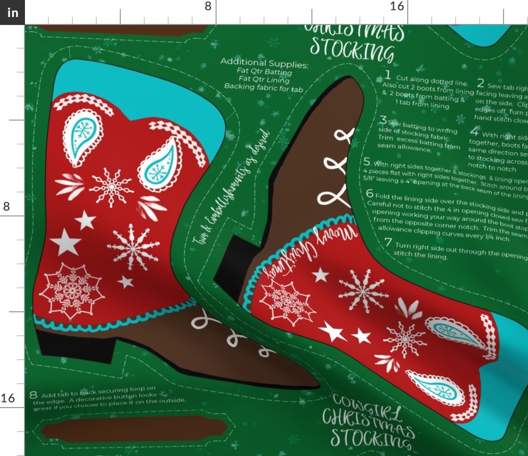 Cowgirl Christmas Stocking Cut and Sew