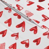 Watercolor Hearts in Red and White