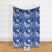 Cut and sew your own cat neck pillow // blue white and marine 