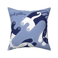 Cut and sew your own cat neck pillow // pale blue white and marine blue