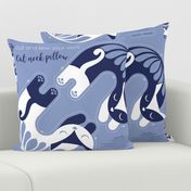 Cut and sew your own cat neck pillow // pale blue white and marine blue