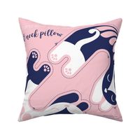 Cut and sew your own cat neck pillow // pastel pink white and marine blue