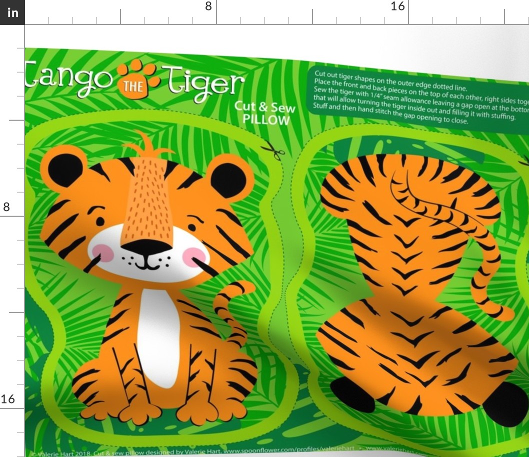 Tango the Tiger Cut & Sew Safari Plushie Pillow Pattern