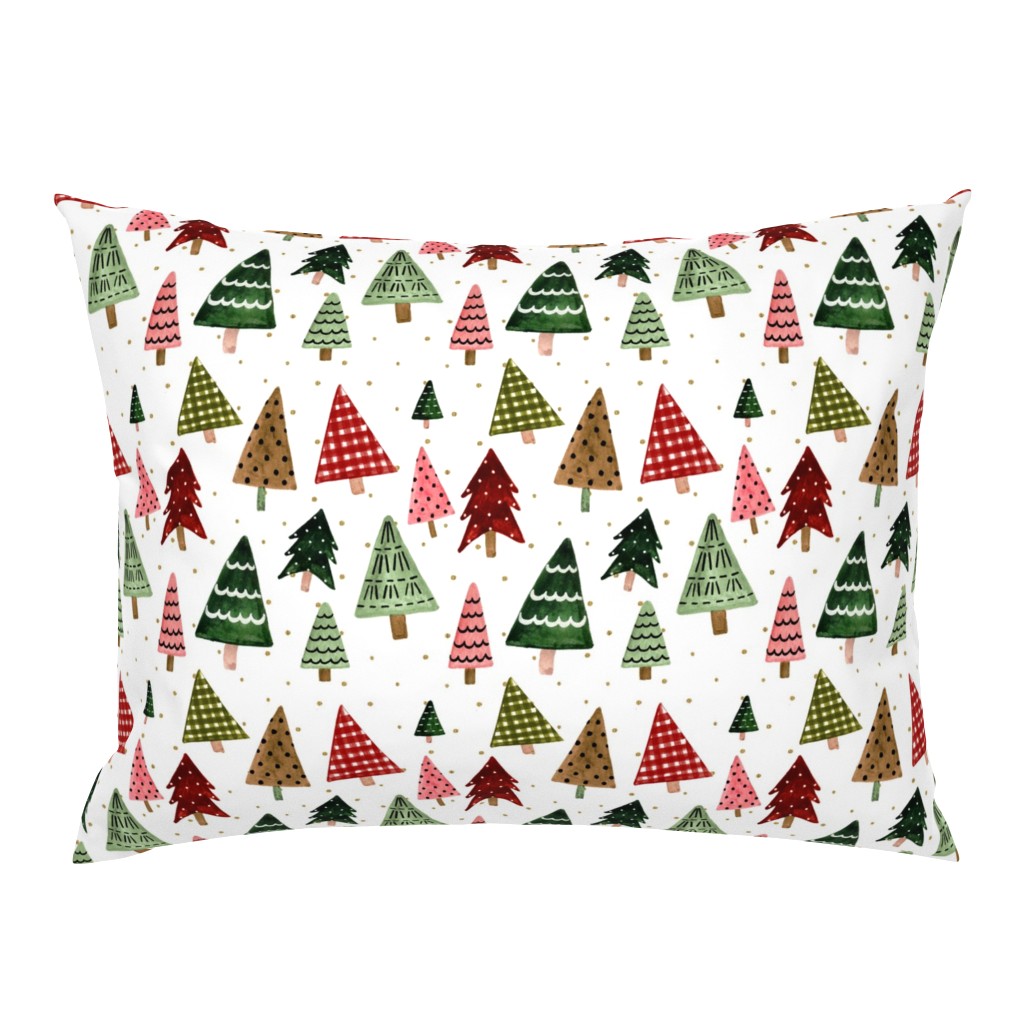 8" Christmas Holiday Pines // Gold Dots - Christmas Trees, Woodland