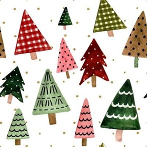 8" Christmas Holiday Pines // Gold Dots - Christmas Trees, Woodland