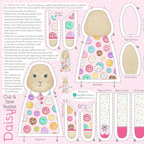 Daisy Donut Cut and Sew Rabbit Doll - fat quarter project