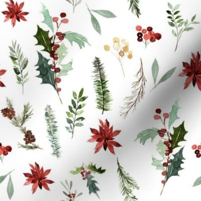 8" Christmas Festive Foliage // White