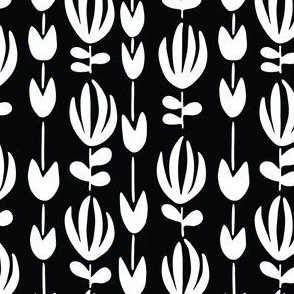 Florals in a Row _black and white