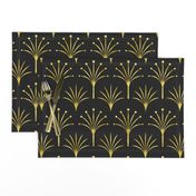 Art Deco black thin gold fan palms