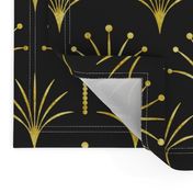 Art Deco black thin gold fan palms