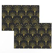 Art Deco black thin gold fan palms
