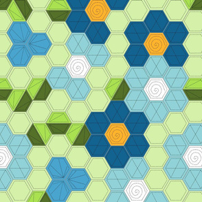  hexagon grid Edc blue