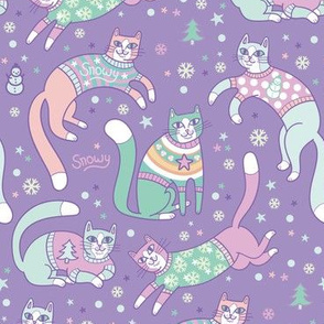 sweater kitties! in purple