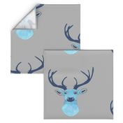 Blue deer on gray