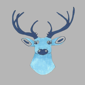 Blue deer on gray
