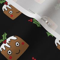 christmas pudding fabric // christmas fabric, cute christmas fabric, kawaii christmas fabric, andrea lauren fabric, cute design, kids christmas fabric, christmas pudding gift wrap, christmas wrapping paper - black