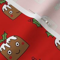 christmas pudding fabric // christmas fabric, cute christmas fabric, kawaii christmas fabric, andrea lauren fabric, cute design, kids christmas fabric, christmas pudding gift wrap, christmas wrapping paper - red