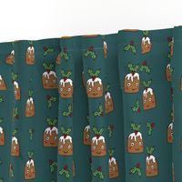 christmas pudding fabric // christmas fabric, cute christmas fabric, kawaii christmas fabric, andrea lauren fabric, cute design, kids christmas fabric, christmas pudding gift wrap, christmas wrapping paper -  green