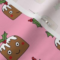 christmas pudding fabric // christmas fabric, cute christmas fabric, kawaii christmas fabric, andrea lauren fabric, cute design, kids christmas fabric, christmas pudding gift wrap, christmas wrapping paper -  pink